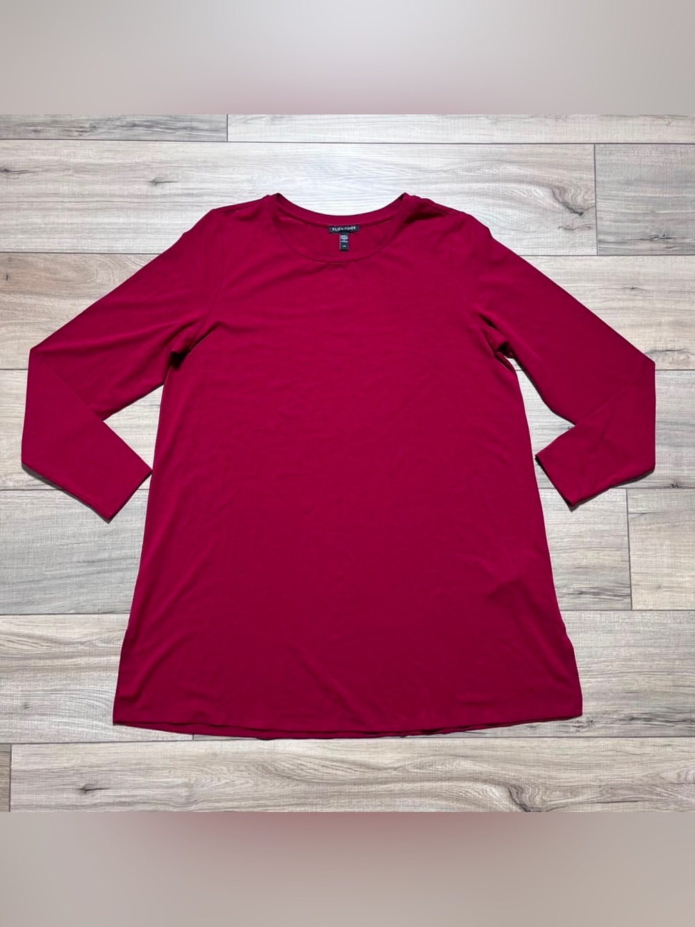 Eileen Fisher Womens Tencel Lyocell Long Sleeve Tunic Top‎ Large Brick Red